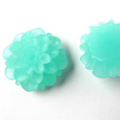 Resin dahlia, large size, frosted, turquoise, 20x12mm, 1pc.