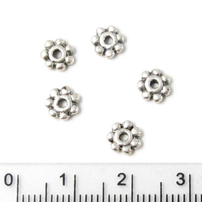 Tibetan silver, antique silver color, flower 6mm, 30pcs.