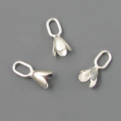 Tulip bead cap silver-plated with eye, 12x6mm, 6pcs.