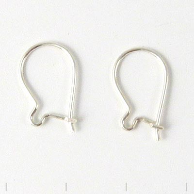 Earwires, sterling silver, 15x8x0.6mm, 4pcs