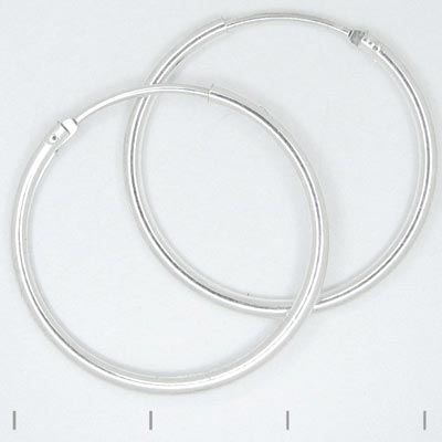 Hinged hoop earring, sterling silver, 25x1.5mm, 2pcs.