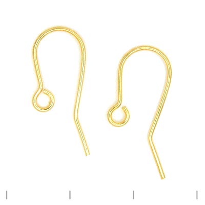 Earwires with loop, gold-plated silver, 21x10x0.8mm, 4pcs