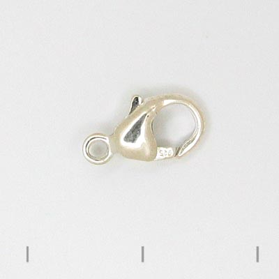 Lobster claw clasp, silver, length 11mm, 1pc