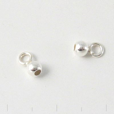 Crimp end, small eye, open, sterling silver, 4mm., 2pcs.