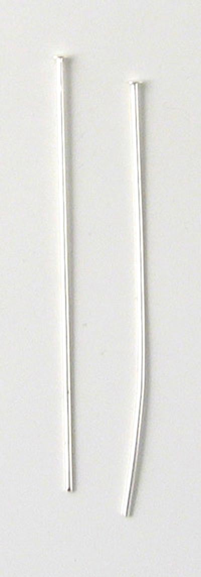 Headpin with plate, silver-plated, 50x0,6mm, 20pcs.