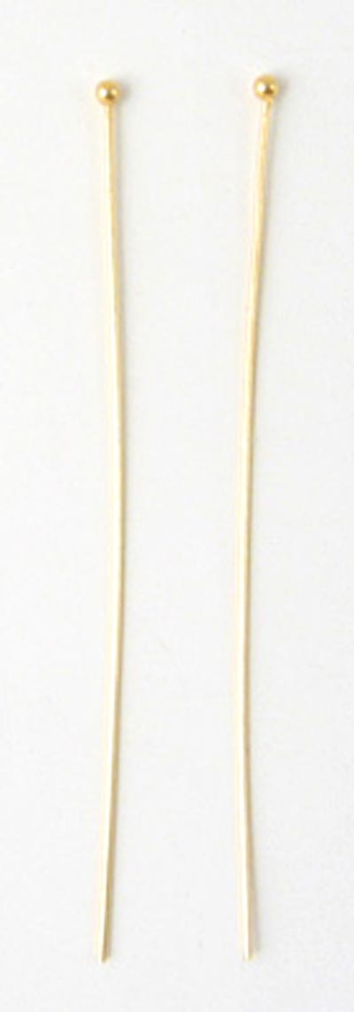 Headpin with 1.5mm ball, gold-plated silver, 45x0.5, 10pcs.