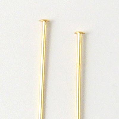 Headpin with 1.5mm plate, gold-plated silver, 45x0.5x1.5mm, 10pcs.