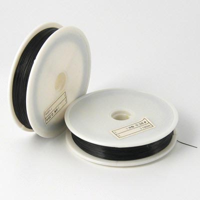 Tigertail, beading wire, black, 0.45mm, 50m.