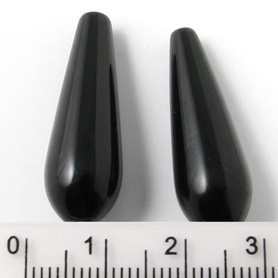 Onyx teardrop, black, long, 30x10x5mm, 2pcs.