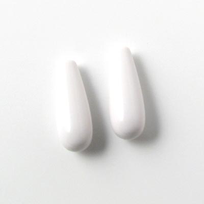 Pressed turquoise, white teardrop, short model, half-drilled, 16x6x3.5mm, 2pcs