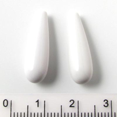 Pressed turquoise, white teardrop, 22x7x3mm, 2pcs