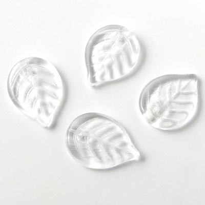 4pcs. Glass bead, transparent, 18x13x4mm.