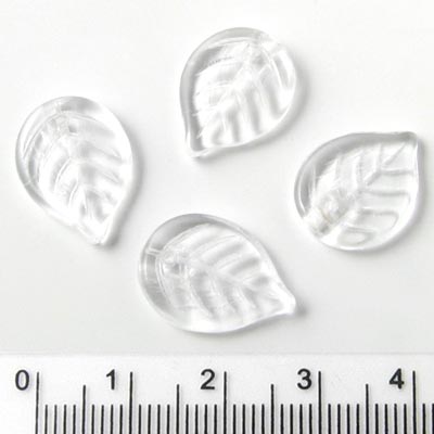 4pcs. Glass bead, transparent, 18x13x4mm.