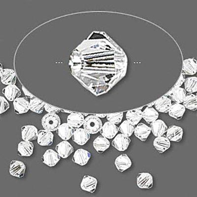  Preciosa crystal, transparent, faceted bicone, 3mm, 10pcs