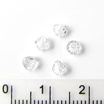  Preciosa crystal, transparent, faceted bicone, 3mm, 10pcs