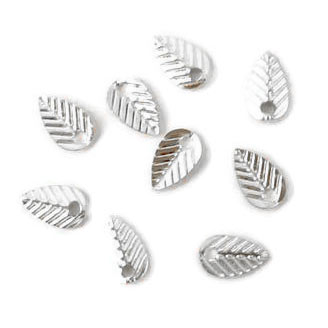 Leaf, small pendant, silver plated brass 10pcs.