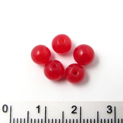 Jade bead, dyed, deep red, round, 6mm, 10pcs.