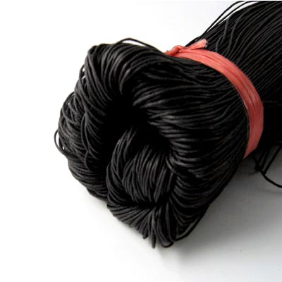 Waxed cord, black, 1.2mm, 2m