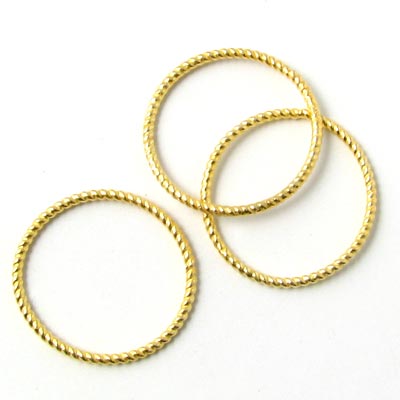 Twisted rings, welded, gold-plated sterling silver, 16x1mm, 2pcs.