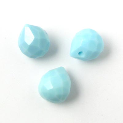 Crystal, light blue, facetted teardrops, short, 11x8mm, 2pcs.
