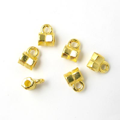 Golden bead, edged tube w. eye, 4.5mm, 95-100pcs.