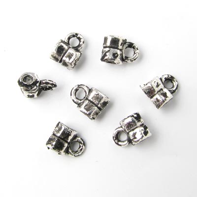 Oxidised silver-coloured, edged tube w. eye, 4.5mm, 100pcs. .