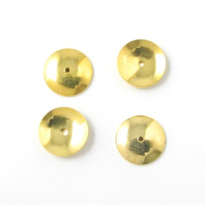 Gilded bead cap, simple, flat, 9x1mm, 10pcs.