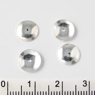 Silver-plated bead cap, simple, flat, 9x1mm.