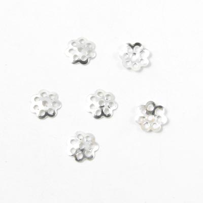 Silver coloured bead cap, large, 7-hole, 9x2mm, 20pcs.
