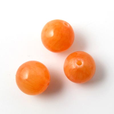 Candy jade, round bead, orange, 10mm., 6 Stk