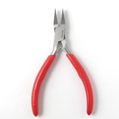 Wide flat-nose pliers for jewelry making, red handle, steel, strong quality, 1pc