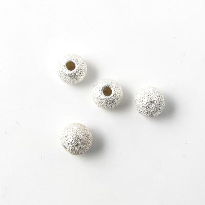 Stardust bead, silver, diameter 5mm, 4pcs.