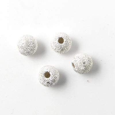 Stardust bead, silver, round, diameter 6mm, 2pcs.