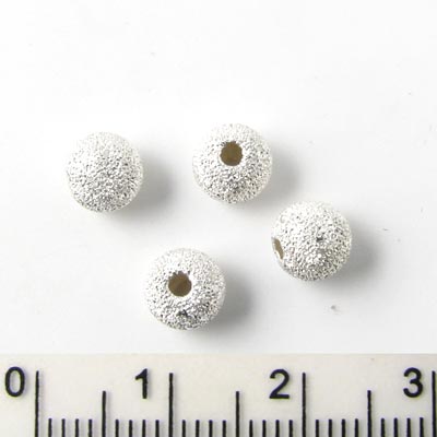 Stardust bead, silver, round, diameter 6mm, 2pcs.