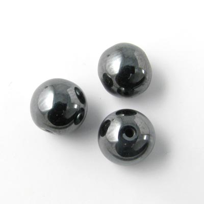 Hematite, 3-hole bead, 10mm, 2pcs.