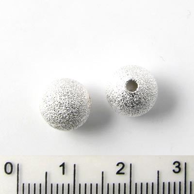 Stardust bead, Silver-plated brass, 10mm, 4pcs.