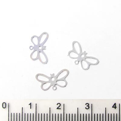 Silhouette-charm, butterfly w. eye and hole 13x7mm, 40pcs.
