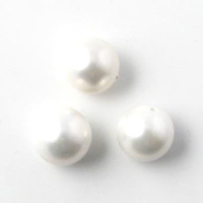 Shell pearl, round, white, 10mm, 6pcs.