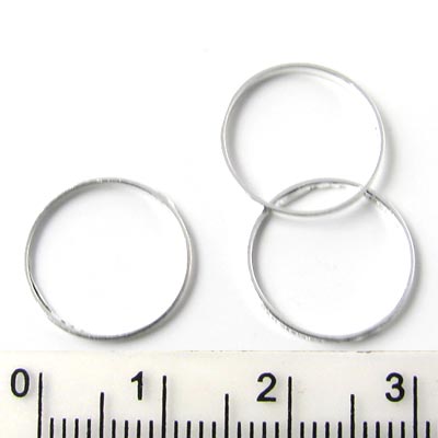 Ring, silver plated brass, closed, flat wire, 14x1mm, 10pcs