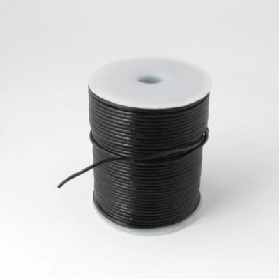 Leather cord, black, 2mm, 2m