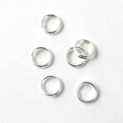 Split ring or small key ring, silver-plated metal, 5mm, 10pcs.