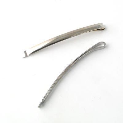 Hair clip, platinum coloured, 60x5mm, 2pcs