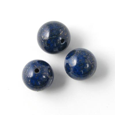 Lapis lazuli, deep blue with sparkles, round, 16mm, 2pcs.