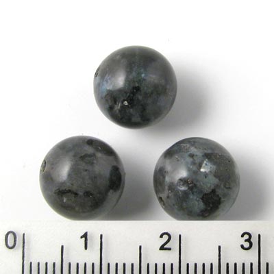 Larvikite, round bead, 10mm, 6pcs.