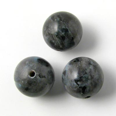 Larvikite, round bead, 12mm, 6pcs.