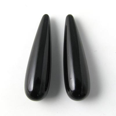 Shell pearl teardrop, long, black, 8x30mm, half-drilled.
