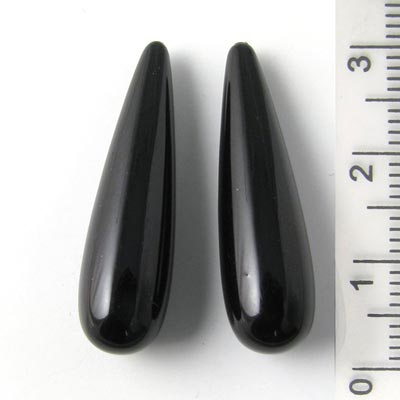 Shell pearl teardrop, long, black, 8x30mm, half-drilled.