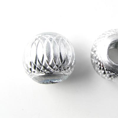 Aluminium bead, silver-coloured, large hole, 14mm, 2pcs.
