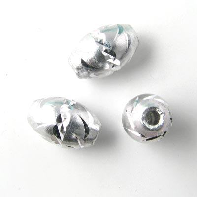 Aluminium bead, oval, silver-coloured, 12x8mm, 4pcs.