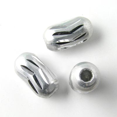 Aluminium tube bead, rounded, silver-coloured, 15x8mm, 4pcs.